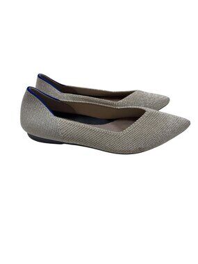 Rothys Beige Sparkle Knit Pointed Toe Flats Women’s Size 5.5 Washable Stylish